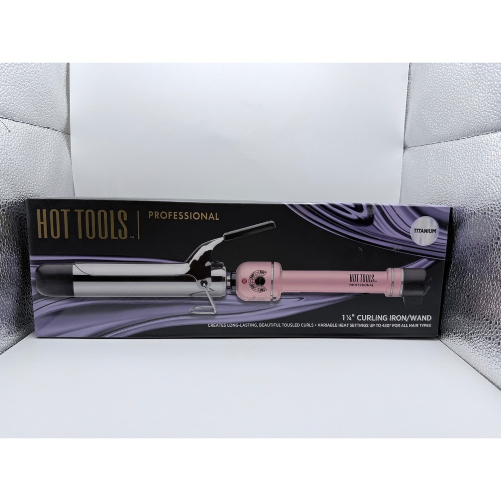 Hot Tools Professional 1 1/4 Inch Titanium Curling Iron Wand Pink 450F HT7015P